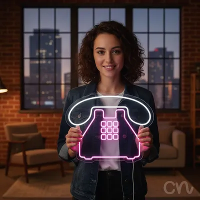 Custom Neon | Telephone Neon Sign | 19x24 | Hot Pink