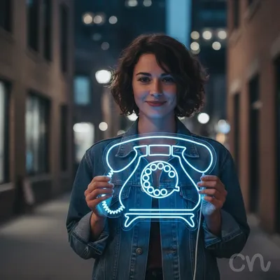 Custom Neon | Telephone Neon Sign | 25x30 Inches | Ice Blue Color for Stylish Decor