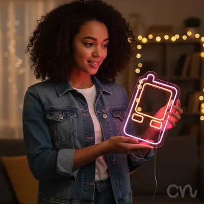 Custom Neon | Bus Design Neon Sign | 24x15 Inches | Orange and Hot Pink Color