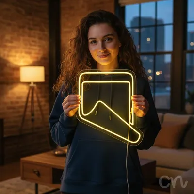 Custom Neon | Ice Cream Cone Neon Sign | 27x24 Inches | Yellow Neon Sign for Dessert Shops