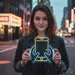 Custom Neon | Smartphone and Hands Neon Sign | 27x27 | Yellow, Blue 1