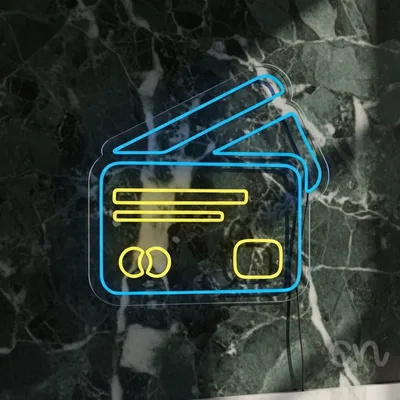 Custom Neon | Credit Card Design Neon Sign | 24x25 | Yellow and Blue Bright Sign