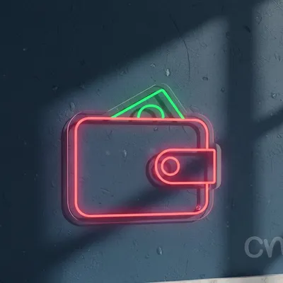 Custom Neon | Wallet with Money Neon Sign | 21x24 | Pink and Green