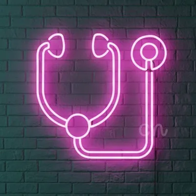 Custom Neon | Pink Stethoscope Neon Sign 20x21 Inch