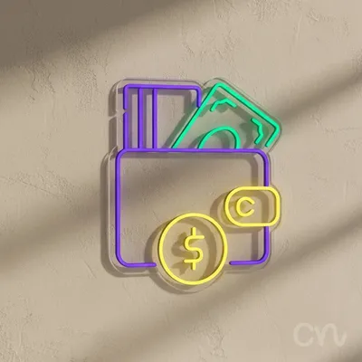 Custom Neon | Wallet with Money Neon Sign | 24x20 | Yellow Green Purple