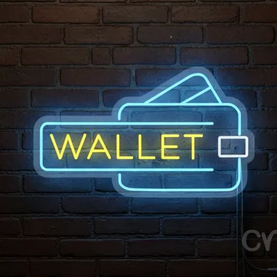 Custom Neon | Wallet Neon Sign | 16x27 | Yellow and Blue Neon Light Wall Decor