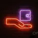 Custom Neon | Hand Holding Wallet Neon Sign | 19x26 | Orange Purple Bright Sign 1