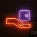 Custom Neon | Hand Holding Wallet Neon Sign | 19x26 | Orange Purple Bright Sign 2