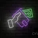 Custom Neon | Wallet with Money Neon Sign | 19x24 Inches | Light Grey and Green 1