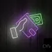 Custom Neon | Wallet with Money Neon Sign | 19x24 Inches | Light Grey and Green 2