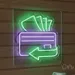 Custom Neon | Wallet with Money Neon Sign | 24x22 | Green and Lavender 1