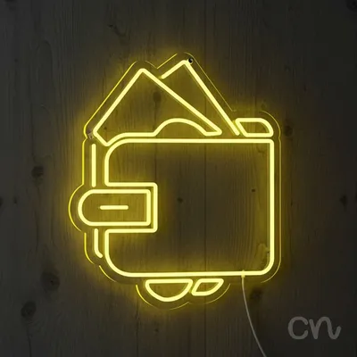 Custom Neon | Wallet Design Neon Sign | 24x20 Inches | Yellow Bright Light