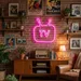 Retro TV Neon Sign with Antenna | 24x20 Inch Pink LED Wall Light for Bar, Studio, Game Room, Living Room, Cafe & Event Decor | Vintage Television Style LED Neon Wall Art 2
