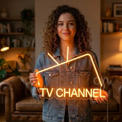 Custom Neon | TV Channel Neon Sign 19x27 Inch Orange