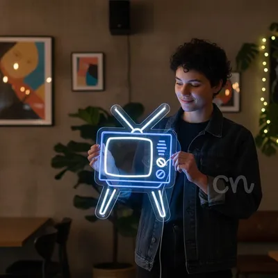 Custom Neon | Retro TV Neon Sign 24x26 Inch Blue