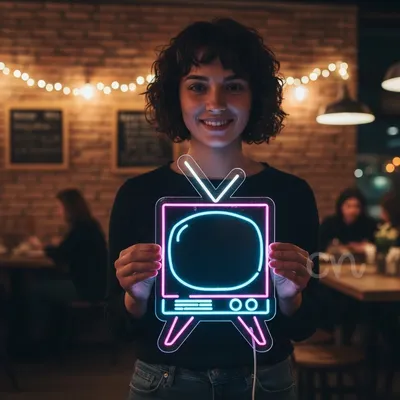 Retro TV Neon Sign 30x18 Inch Purple & Blue LED Light – Vintage Television Wall Decor for Game Rooms, Bars, Home Theaters, Studios, Man Caves & Living Spaces – Retro Aesthetic Neon Wall Art