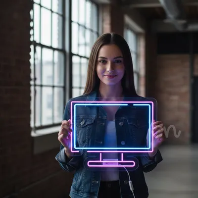 LED Neon TV Sign 20x24 – Purple and Blue Retro Television Neon Wall Light for Game Rooms, Bars, Home Theaters, Studios, or Lounges – Modern Neon Wall Art with Vintage-Inspired Pop Culture Style