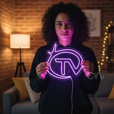 Custom Neon | Purple TV Icon LED Neon Sign | 24x24