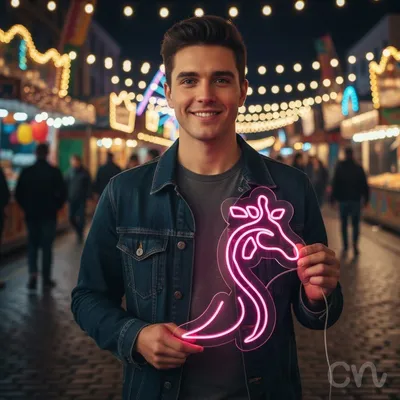 Custom Neon | Giraffe Neon Sign | 24x19 | Hot Pink | Perfect for Kids Room Decor