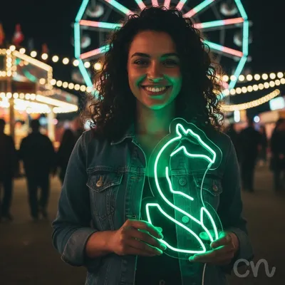 Custom Neon | Seahorse Design Neon Sign | 24x15 Inches | Green Color Display