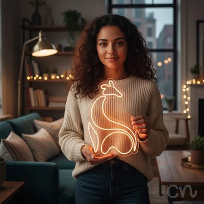 Custom Neon | Giraffe Neon Sign | 24x16 | Orange Neon Sign for Room Decor and Lounge