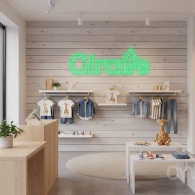 Custom Neon | Giraffe Neon Sign | 12x32 | Green Neon Sign for Home Bar Decor