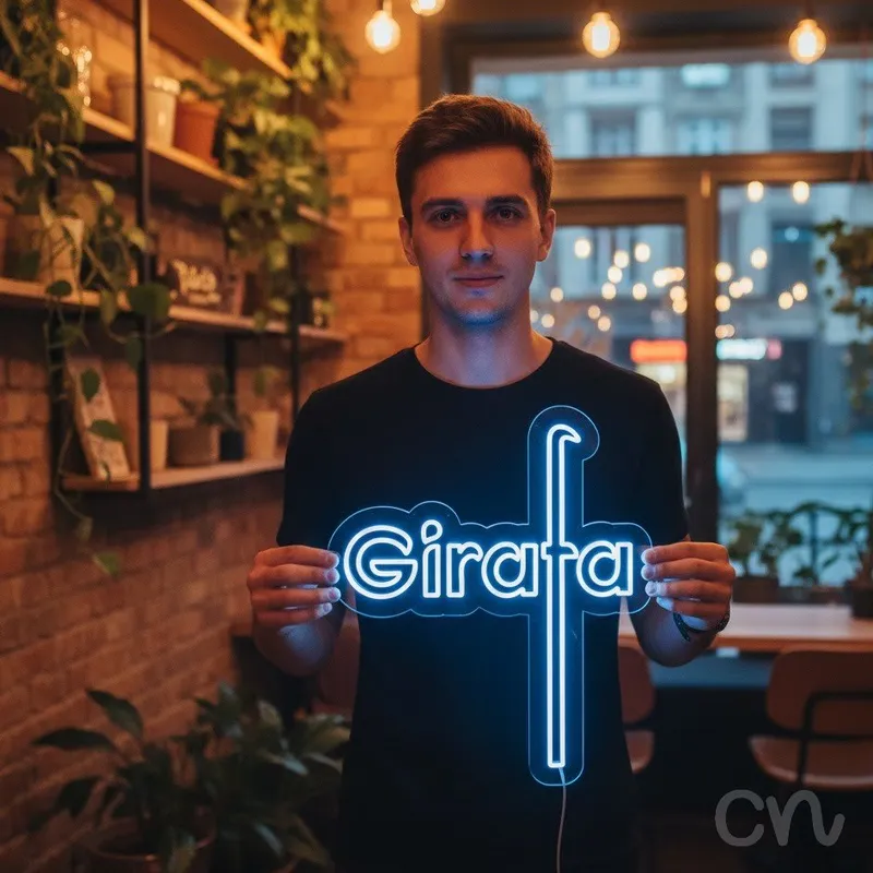 Custom Neon | Girafa Neon Sign | 26x23 | Ice Blue Neon Sign for Rooms and Decor