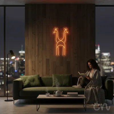 Custom Neon | Giraffe Design Neon Sign | 24x14 | Orange Neon Sign for Home Decor