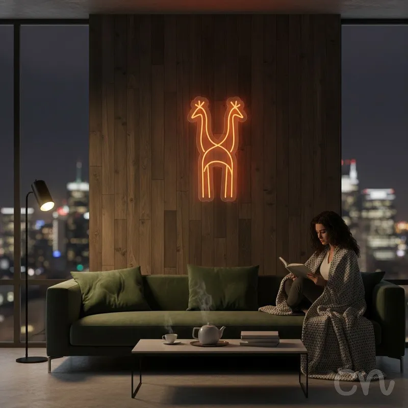 Custom Neon | Giraffe Design Neon Sign | 24x14 | Orange Neon Sign for Home Decor