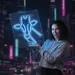 Custom Neon | Giraffe Neon Sign | 24x24 | Ice Blue Neon Sign for Bedroom Decor 1