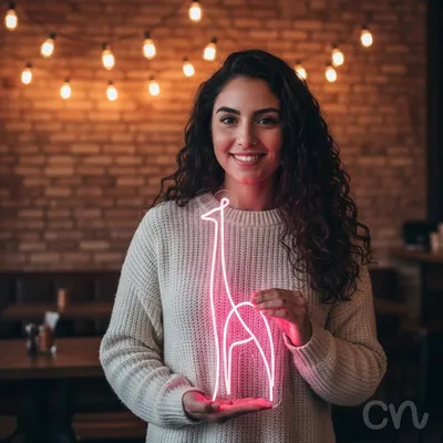 Custom Neon | Giraffe Neon Sign | 27x12 | Hot Pink Bright Color for Home Decor