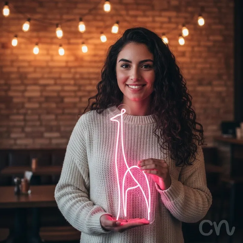 Custom Neon | Giraffe Neon Sign | 27x12 | Hot Pink Bright Color for Home Decor