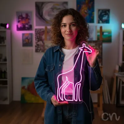 Custom Neon | Giraffe Neon Sign | 30x19 | Hot Pink