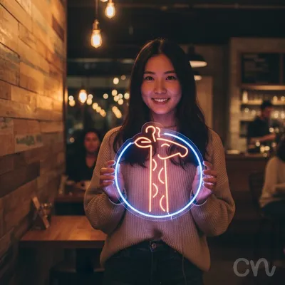 Custom Neon | Giraffe Neon Sign | 27x26 | Orange Neon Sign for Room Decor Lounge Bar