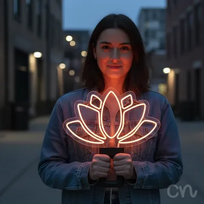 Custom Neon | Lotus Flower Neon Sign | 16x25 | Orange Bright Neon Wall Decor