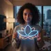 Custom Neon | Lotus Flower Neon Sign | 16x22 Inches | Light Blue and Orange Neon Sign 1