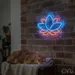 Custom Neon | Lotus Flower Neon Sign | 16x22 Inches | Light Blue and Orange Neon Sign 2