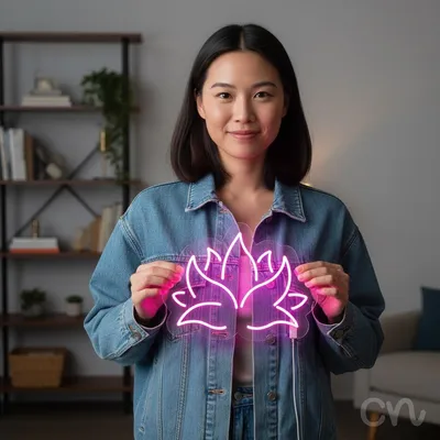 Custom Neon | Lotus Flower Neon Sign | 16x22 | Hot Pink