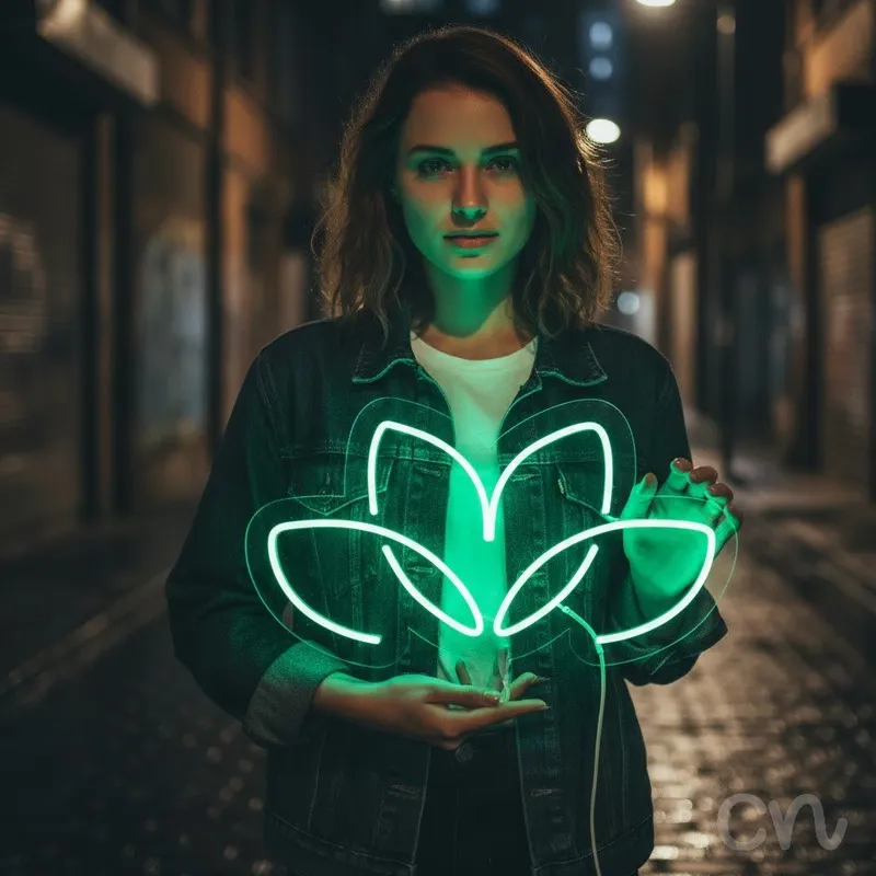 Custom Neon | Lotus Flower Neon Sign | 13x23 | Green Bright Neon Sign for Home Decor