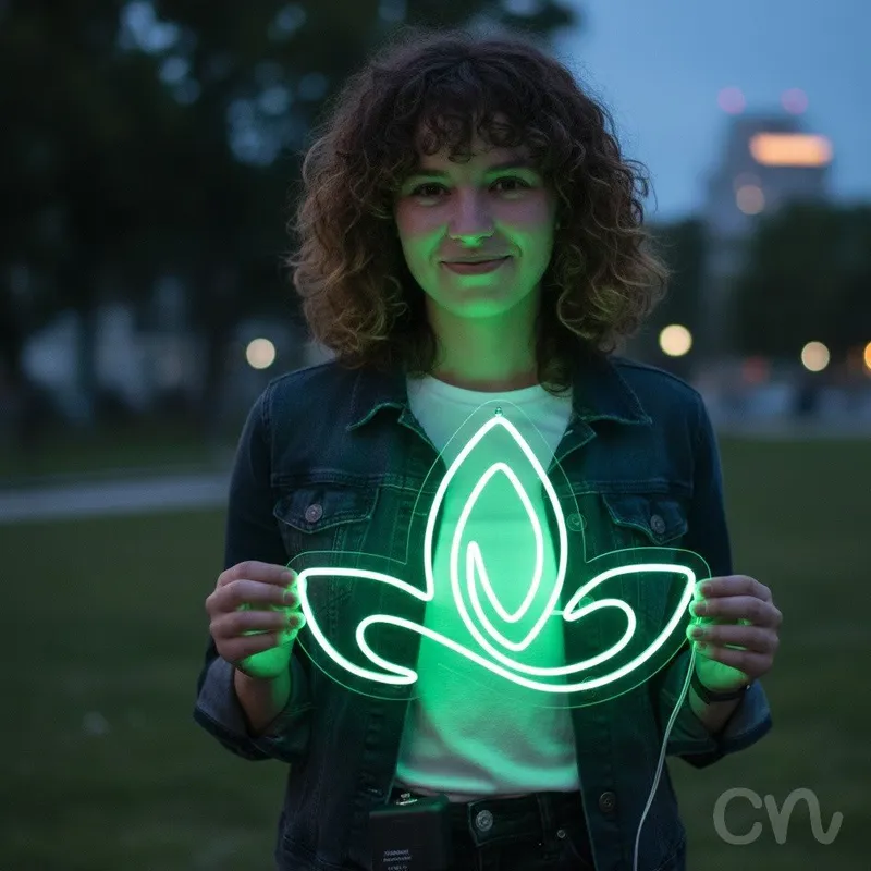 Custom Neon | Abstract Swirl Neon Sign | 19x26 | Green Neon Sign for Home Decor