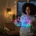 Custom Neon | Meditating Person in Lotus Neon Sign | 17x25 | Blue Pink Green 1