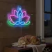 Custom Neon | Meditating Person in Lotus Neon Sign | 17x25 | Blue Pink Green 2