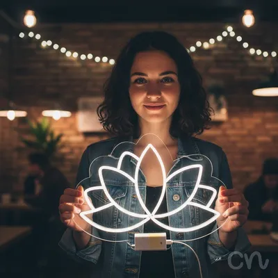 Custom Neon | Lotus Flower Neon Sign | 14x20 | White Light Decor for Home and Office