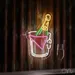 Custom Neon | Champagne Bottle in Bucket Neon Sign | 20x12 | Yellow Green Red White 1