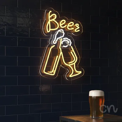 Custom Neon | Bees Neon Sign | 20x13 | Yellow White Neon Sign for Home Decor