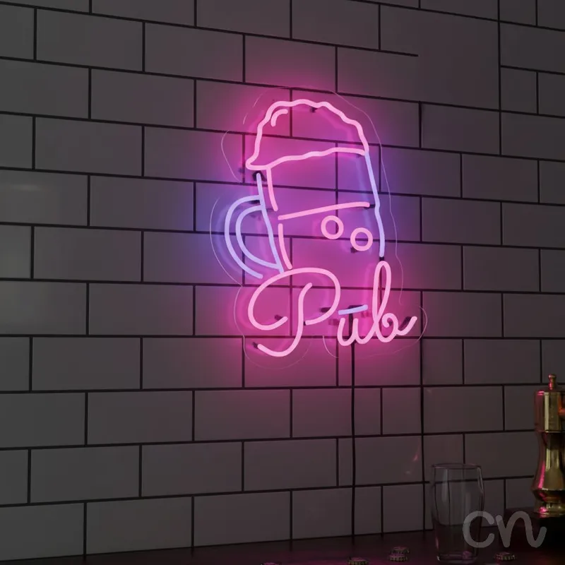 Custom Neon | Pub Neon Sign | 20x16 | Pink and Lavender Neon Sign for Bar Pub Lounge