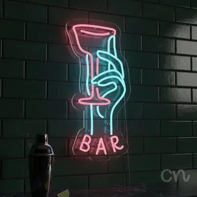 Custom Neon | Bar Neon Sign | 22x11 Inches | Red and Blue Neon Sign for Bar Decor