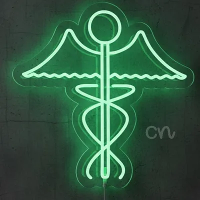 Medical Caduceus LED Neon Sign – 20x20 Inch Green Healthcare Symbol Neon Light for Hospitals, Doctor Offices, Pharmacies, Medical Schools, Clinics, Nursing Stations & Wellness Centers