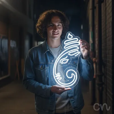 Custom Neon | Ice Cream Cone Neon Sign | 24x13 | Warm White Sign for Dessert Shops