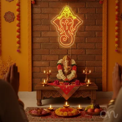 Custom Neon | Elephant Head Design Neon Sign | 30x23 Inches | Orange, Yellow